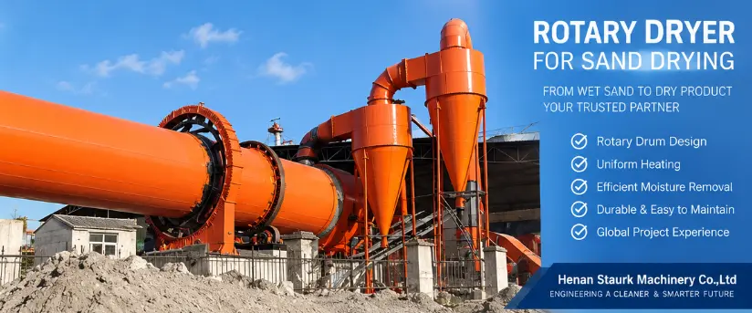 Rotary Dryer in a Silica Sand Drying Plant