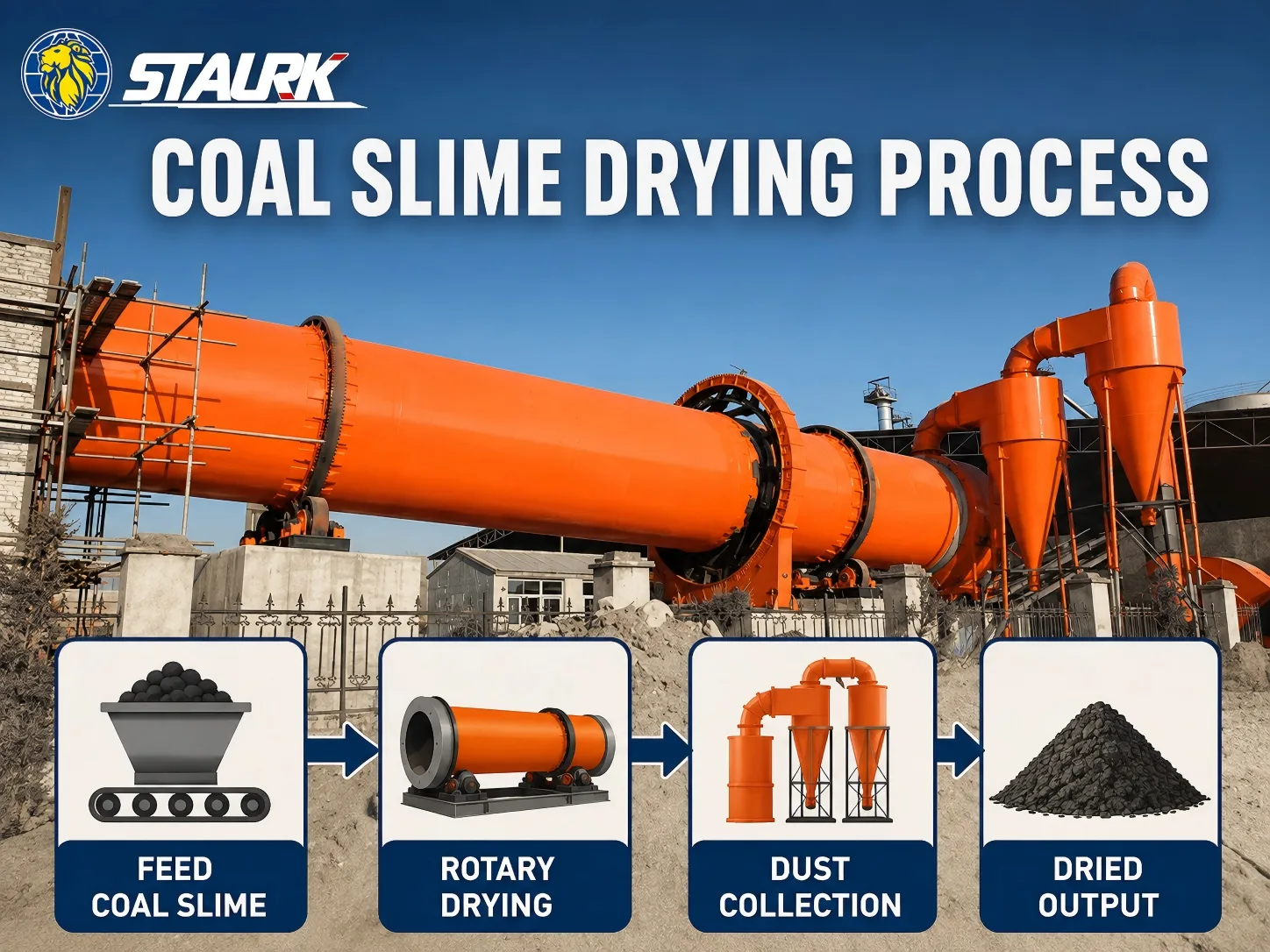 Staurk coal slime rotary dryer for drying plant solution